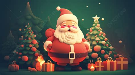 3d Christmas Wallpaper Santa Claus With Some Presents Background, Happy ...