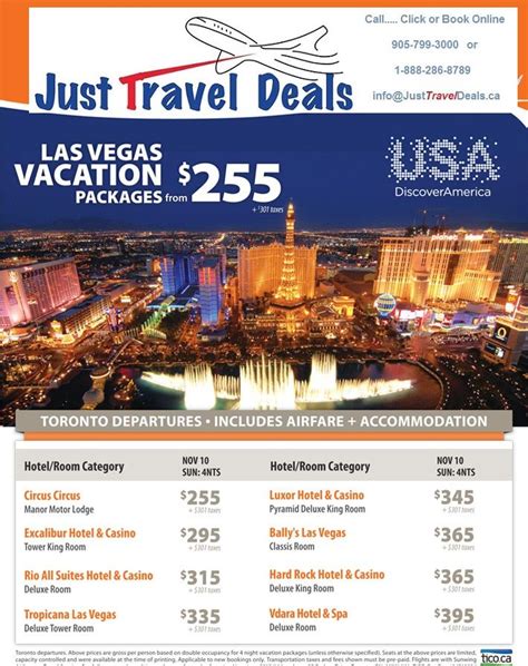 Las Vegas Packages (Air & Hotel) from $255 call *-***-***-**** or visit ...