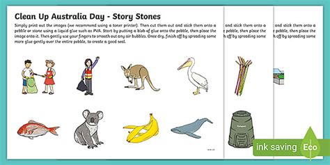 FREE! - Clean Up Australia Day Story Stone Cut-Outs - Twinkl