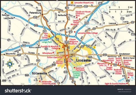 Lancaster Pennsylvania Area Map Stock Vector (Royalty Free) 144640454 ...