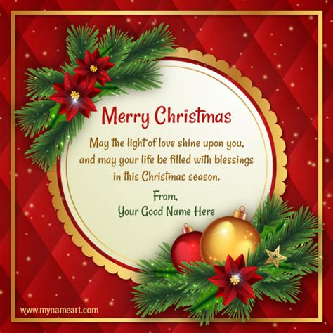 Write Name On Merry Christmas And Happy New Year Card | wishes greeting ...