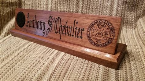 Custom Military Desk Nameplate 15 inch Solid Walnut Wood | Etsy