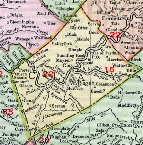 Clay County, West Virginia 1911 Map by Rand McNally, Lizemores, Maysel ...