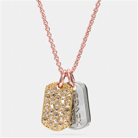 Coach Pave Mixed Tags Necklace in Gold (ROSEGOLD/SILVER) | Lyst