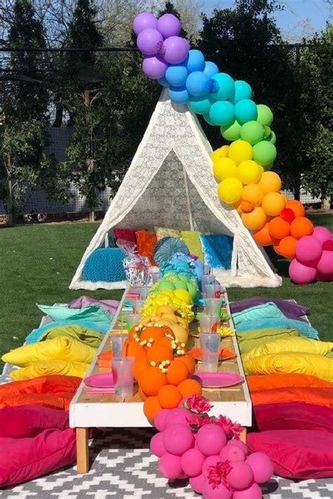 Picnic Party Birthday Party Ideas | Photo 1 of 4 | Rainbow themed ...