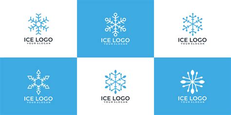 Set of minimalist snowflake ice logo design 9326935 Vector Art at Vecteezy