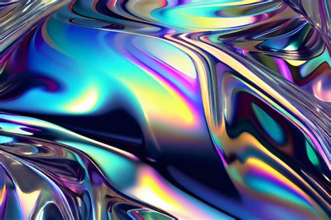 Premium Photo | Liquid chrome metal surface with colorful chromatic ...