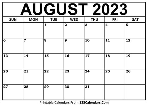 Printable Calendar July 2023 - Printable Template Calendar