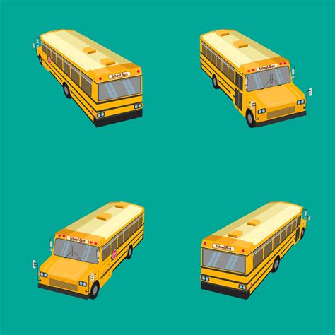 3d top view the school bus. flat design style. learning time with ...