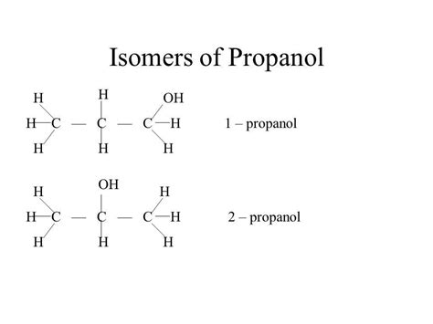 1 propanol and 2 propanol are isomers.