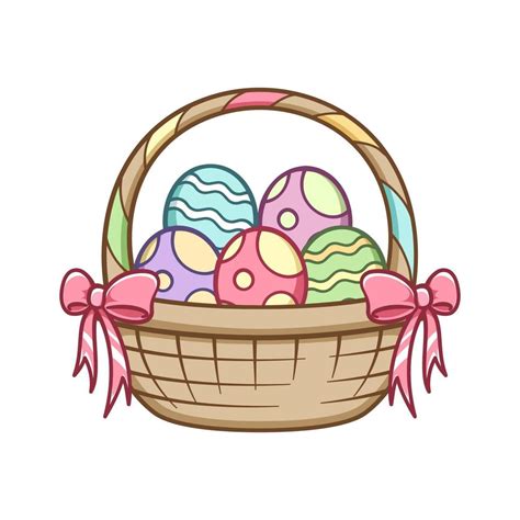 Easter basket full of eggs cartoon clipart 15633142 Vector Art at Vecteezy