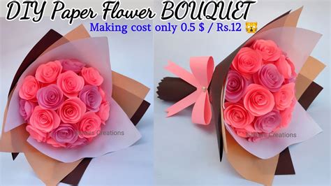 DIY Paper Flower BOUQUET/Birthday Gift Ideas/diy paper bouquet - YouTube