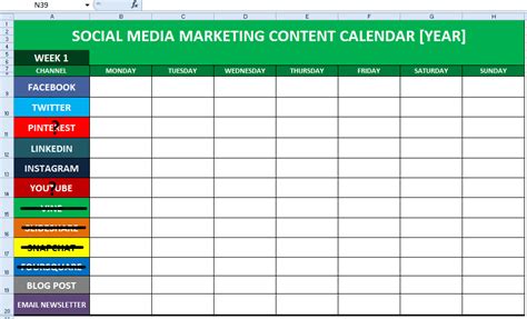 Social Media Plan Template Excel