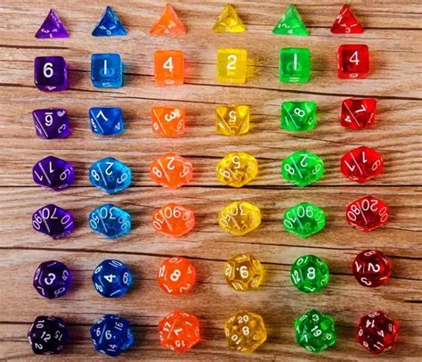 42pc/lot High Quality Multi colored Dice Set D4,6,8,10,10%,12,20 dnd ...