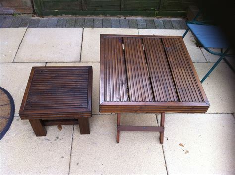 2 small garden tables using some decking timber | Small garden table ...