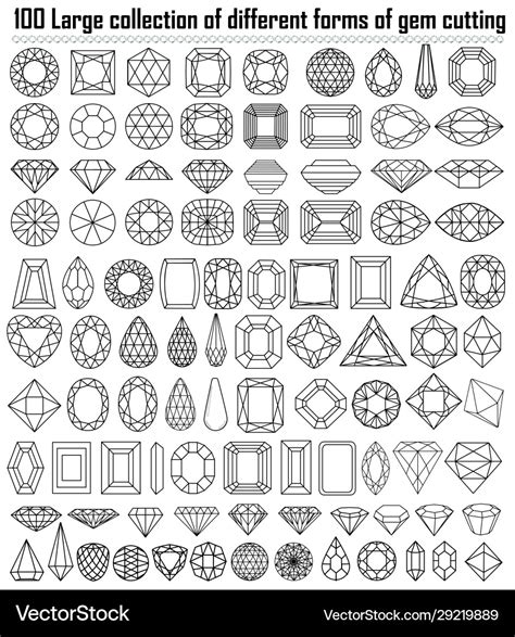 Collection different shapes and cut gemstones Vector Image