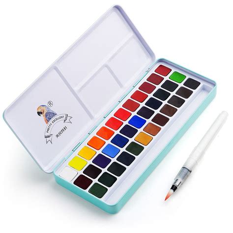 Meiliang 36 Colors Solid Water Color Paint Set Metal Iron Box ...