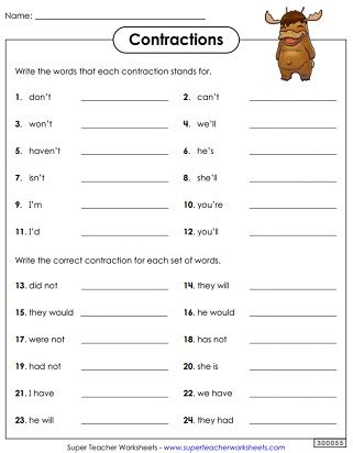 Contraction Worksheets - Teaching Contractions