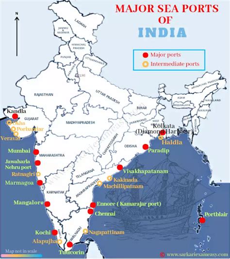 All Major Seaports of India Map Easy to Learn