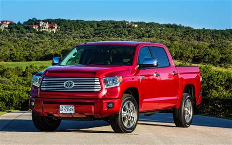 Скачать обои Toyota Tundra Platinum CrewMax, 4k, SUVs, 2017 cars, red ...