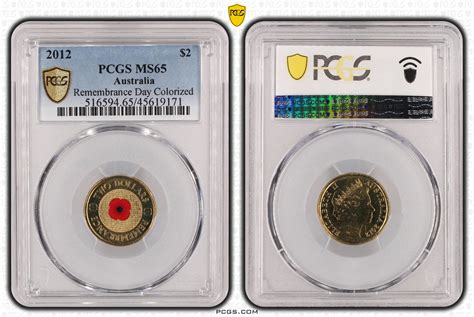 2012 $2 Remembrance Day Coloured Uncirculated Coin PCGS MS65 - Town ...