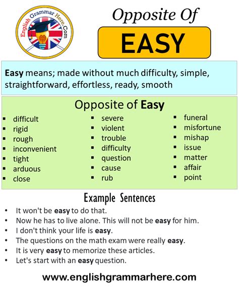 Opposite Of Easy, Antonyms of Easy, Meaning and Example Sentences ...