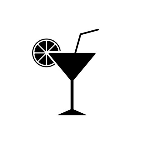 Cocktail Martini Black Silhouette Icon. Drink Margarita Liquor Glyph ...