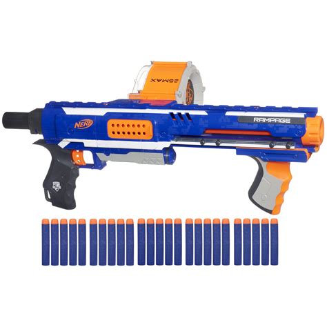 Nerf Rampage N-Strike Elite Toy Blaster with 25 Dart Drum Slam Fire ...