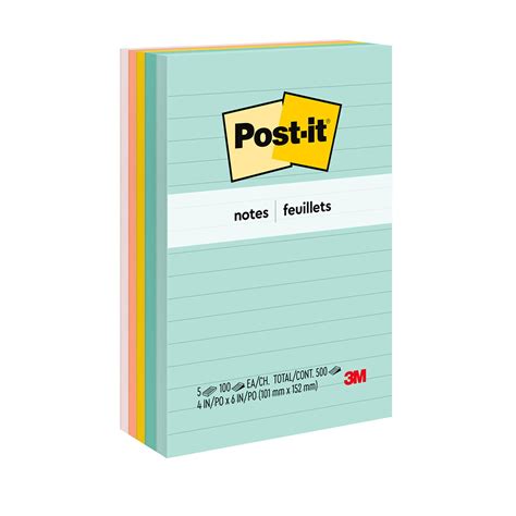 Buy Post-it Notes, 4x6 in, 5 Pads, America's #1 Favorite Sticky Notes ...