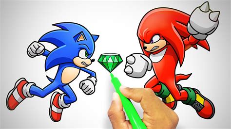 Drawing SONIC vs KNUCKLES [ Full Body + Master Emerald ] Sonic 2 Movie ...