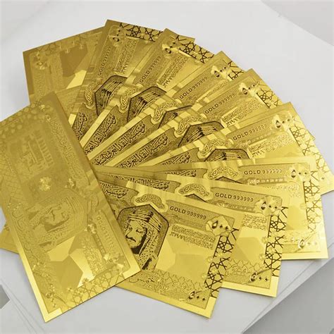 Wholesale Saudi Arabia 24k Gold Foil Banknote Saudi Riyal 500 Paper ...