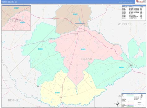 Telfair County, GA Wall Map Color Cast Style by MarketMAPS