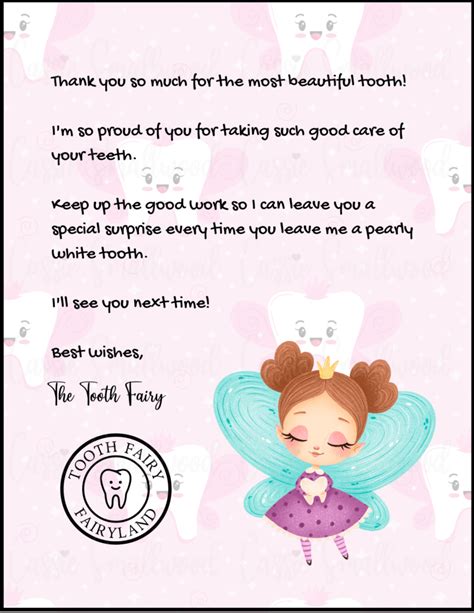 Free tooth fairy letter template - surveyshead