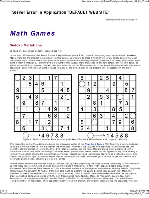 Math Games_Sudoku Variations | Single Player Games | Puzzles