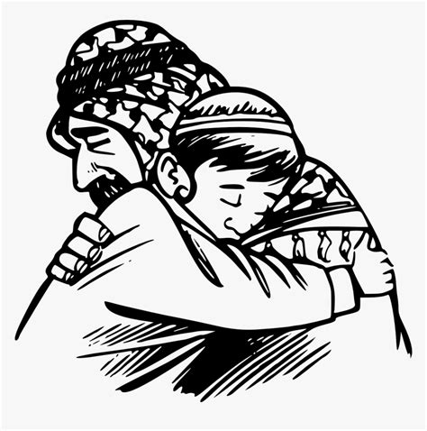 Father And Son Hugging Drawing, HD Png Download , Transparent Png Image ...