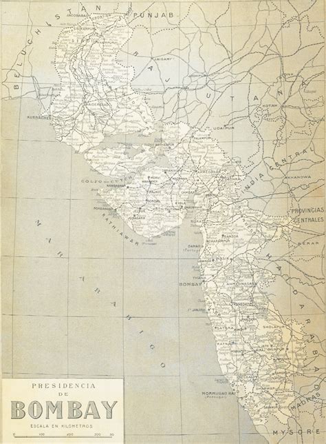 British Era Bombay Presidency Map, 1900 - Past-India