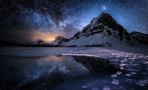 HD wallpaper: Earth, Winter, Ice, Lake, Milky Way, Mountain, Sky, Snow ...