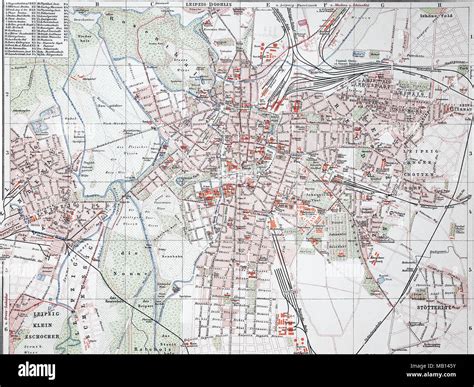 Stadtplan von Leipzig, Deutschland, 1895, city map of Leipzig, Germany ...