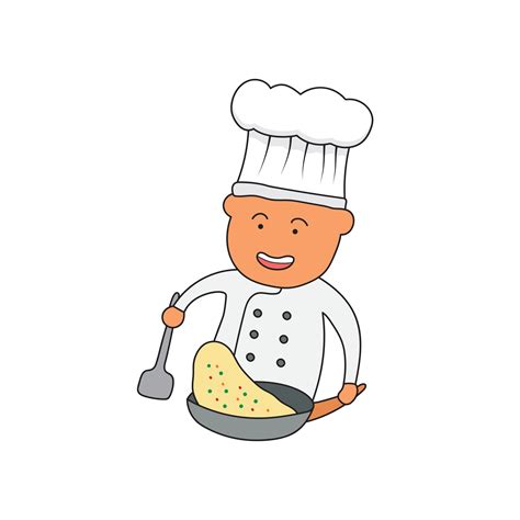 kids drawing Vector illustration of a chef cooking and flipping fried ...