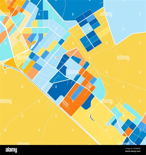 Color art map of Artashat, Ararat, Armenia iin blues and oranges. The ...