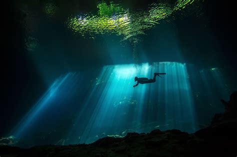 Download Diver Sunbeam Underwater Scuba Diving Sports HD Wallpaper