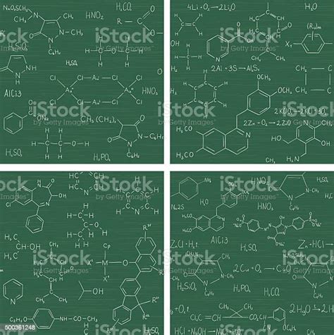 Set Of Seamless Vector Backgrounds With Chemistry Formulas And ...