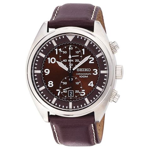 NEW SEIKO SNN241 MEN'S QUARTZ WATCH WITH CHRONOGRAPH LEATHER STRAP ...