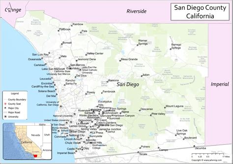 San Diego County Map, California, USA | Towns and Cities in San Diego ...