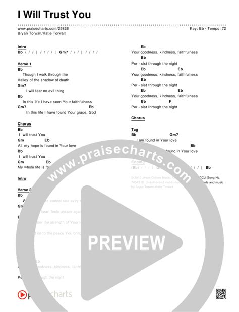 I Will Trust You Chords PDF (Bryan & Katie Torwalt) - PraiseCharts