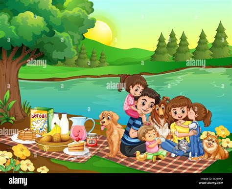 A family picnic in the park illustration Stock Vector Image & Art - Alamy