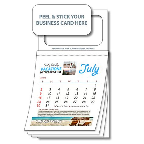 3.5x6.25 Custom Peel and Stick Magnetic Calendar with Custom Covers 3 ...