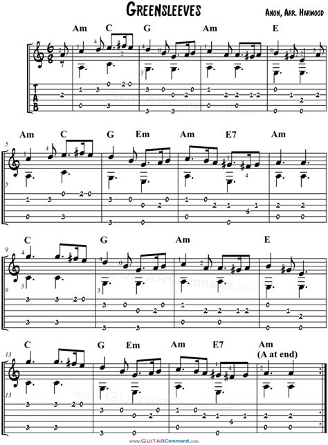 Greensleeves Guitar TAB: Play This Easy Fingerstyle Solo Arrangement