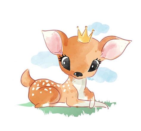 Cute cartoon deer sitting on the grass i... | Free Vector #Freepik # ...