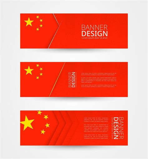 Set of three horizontal banners with flag of China. Web banner design ...